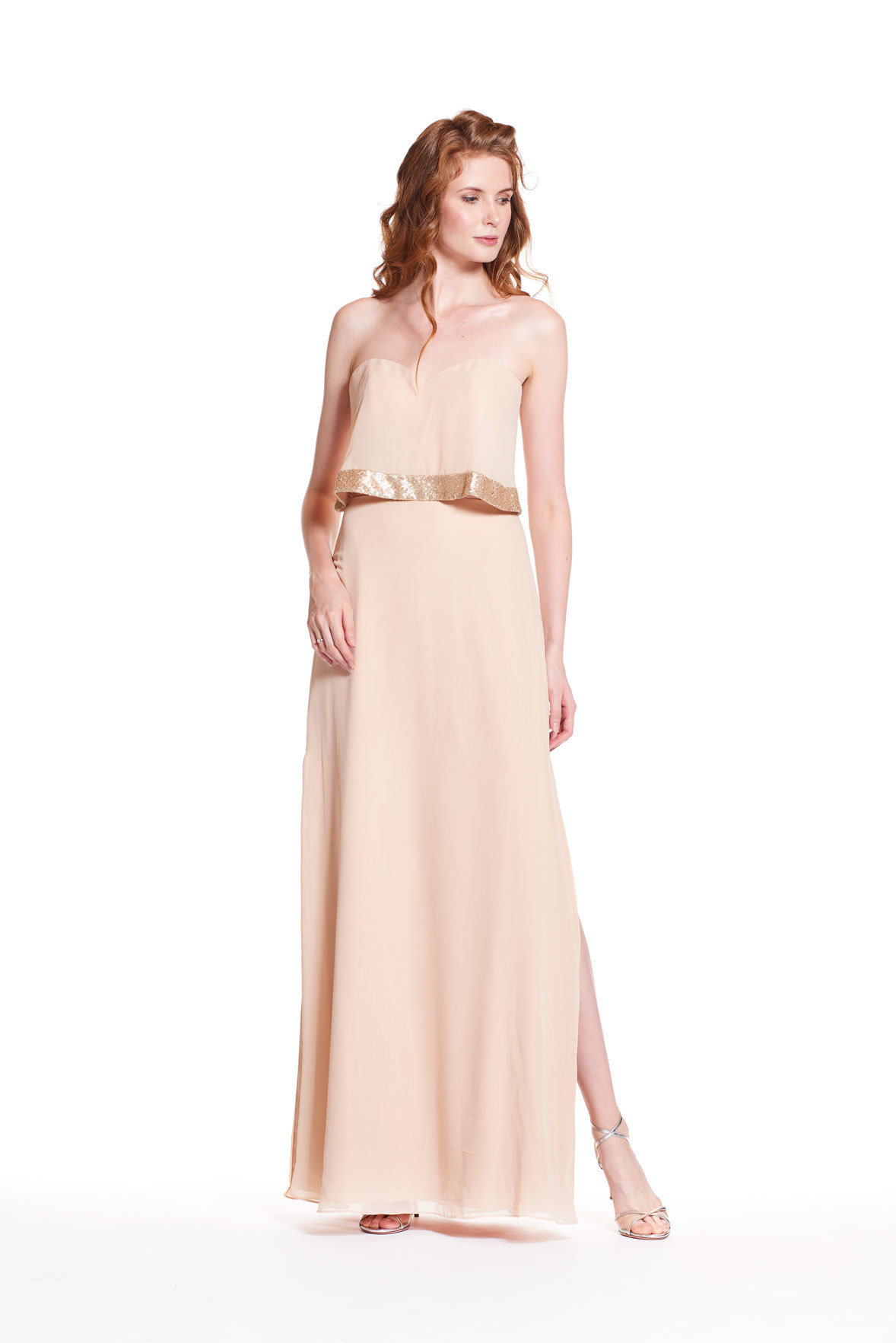 flutter sleeve crisscross mesh bridesmaid dress