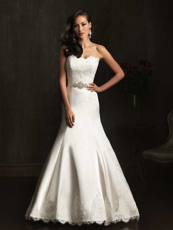 Front view of 9059 wedding dress by Allure Bridals