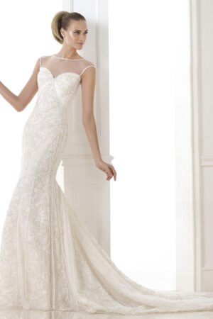 Front view of Brandir wedding dress by Pronovias