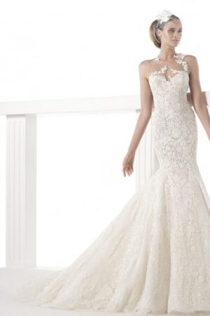 Front view of Carezza wedding dress by Pronovias Atelier