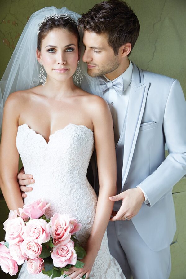 9215 allure wedding gown shown with allure tux