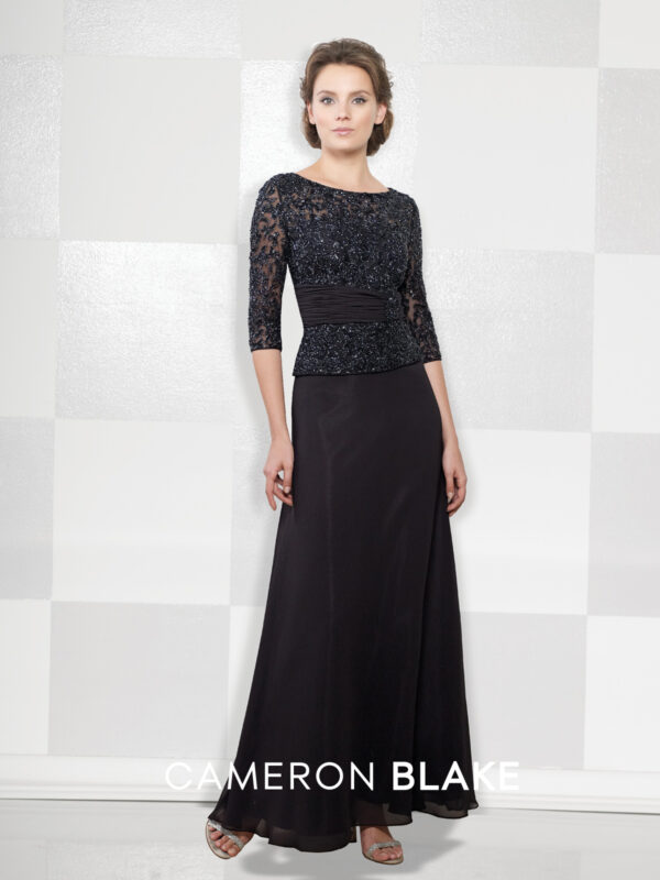 114657 cameron blake mother of the bride or groom dress black with sleelackves b