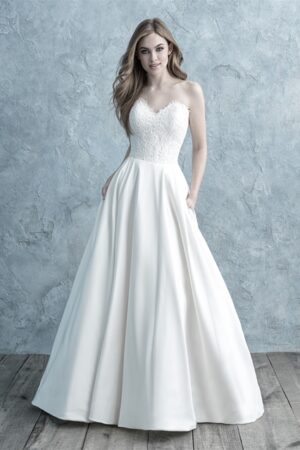 9677 by Allure front view wedding dress