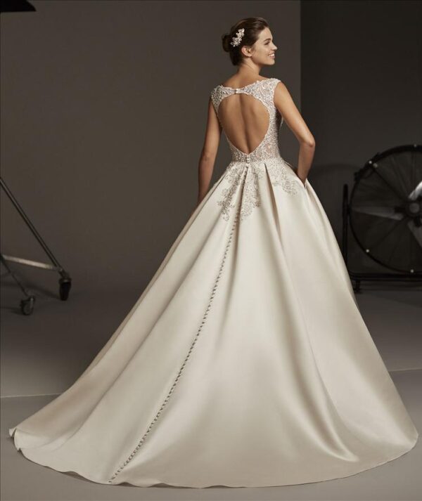 Polaris wedding dress by Pronovias back view