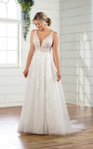 D3023 A-line glitter tulle Essense of Australia wedding dress