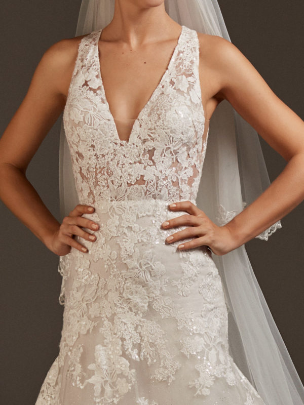 Fay Wedding dress by Pronovias Bridal close up view