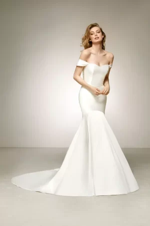 front of satin wedding dress