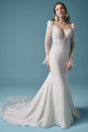 Nikki by Maggie Sottero front view with sleeves