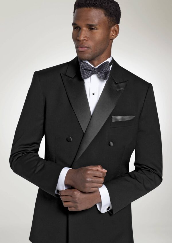 romeo black tux with double breasted front