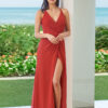 B253055 by B2 Jasmine Plunging v-neckline bridesmaid dress simple bridesmaid dresses wedding guest dresses with a slit