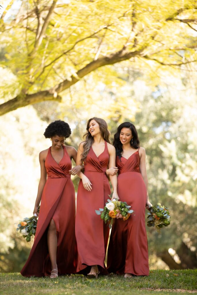 picture of bridesmaids dresses in terracotta
