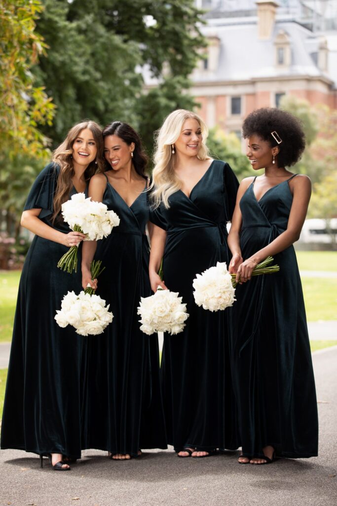 picture showing bridesmaids in black