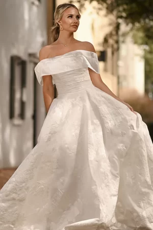 picture of ballgown wedding dress D3971 in jacquard