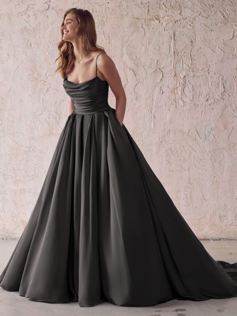 picture of black satin wedding dress Scarlet by Maggie Sottero