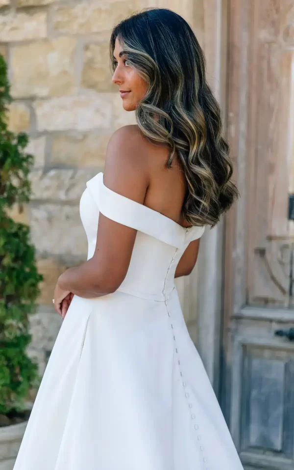 close up of back of wedding dress
