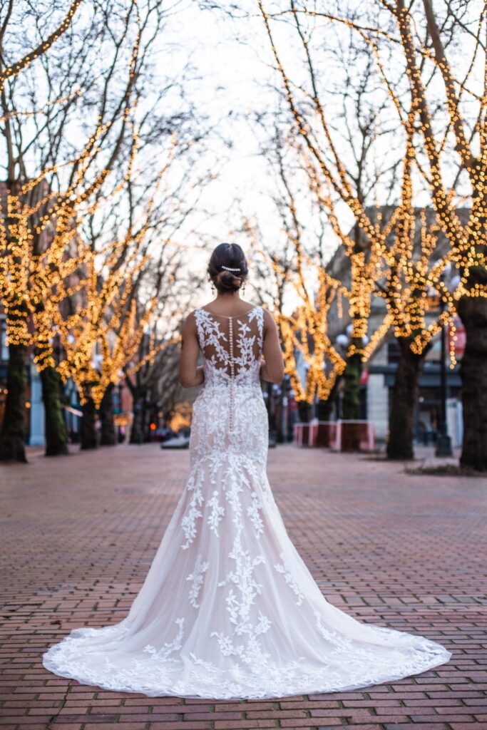 vintage style leaf lace wedding dress D3301 by Essense of Australia