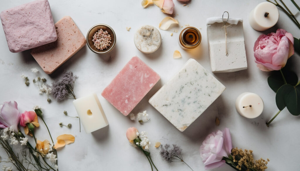 picture of soaps and bath bombs for bridesmaid proposal ideas