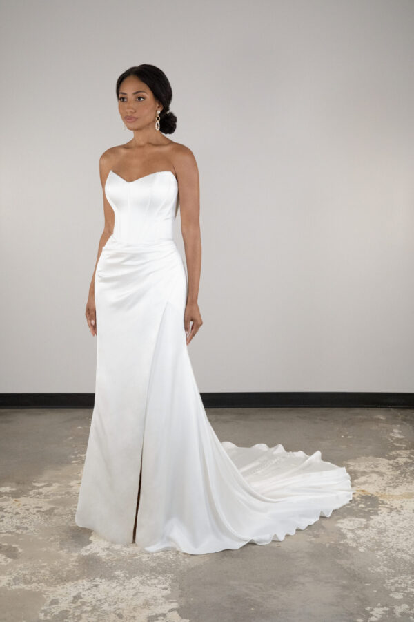 picture of D4093 strapless crepe wedding dress