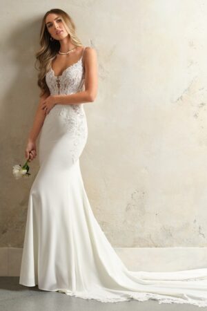 Picture of Anastasia by Maggie Sottero crepe fitted wedding dress