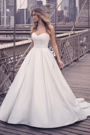 picture of anniston marie by maggie sottero classic satin ballgown wedding dress