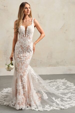 zeta by maggie sottero lace fit and flare wedding dress