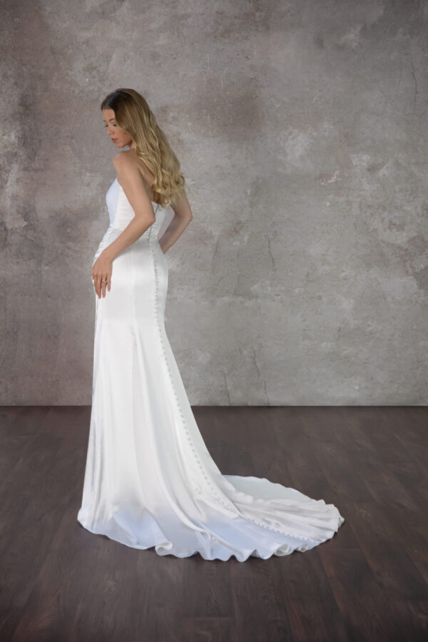 picture of wedding dress d4034 by essense of australia simple satin dress back