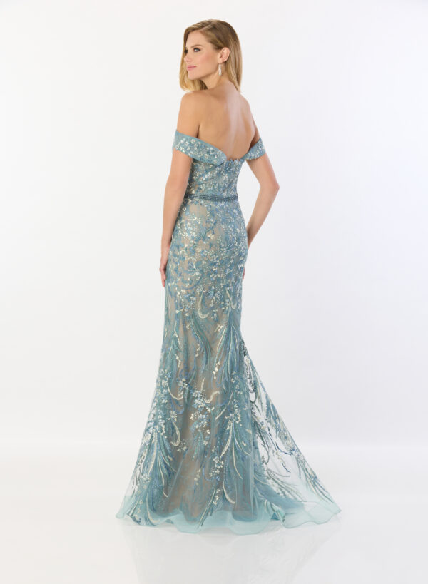 picture of M2203 dress in teal back