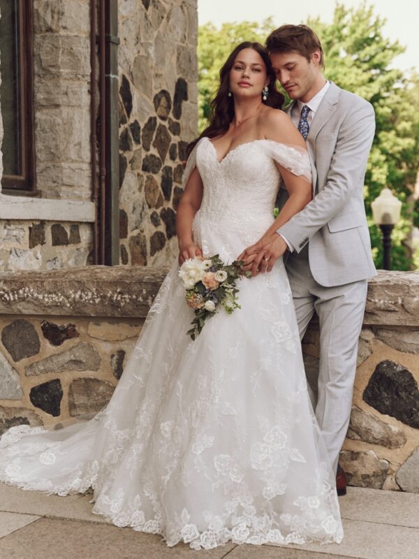 picture of skylar by Maggie sottero a lace basque waist wedding dress