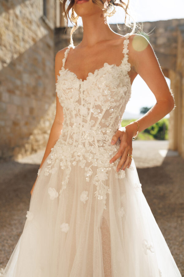 Picture of D4148 by Essense of Australia wedding dress romanticsweetheart with 3d flowers