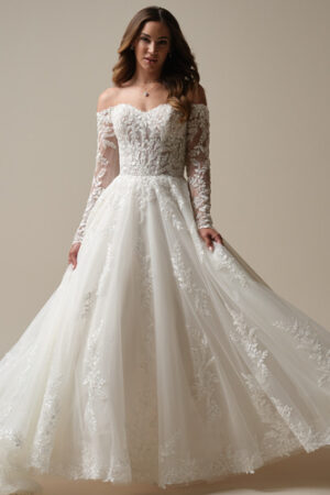 picture of rita by maggie sottero A- line wedding dress with sleeves