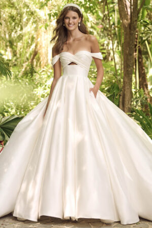 Picture of Zinaida by Maggie Sottero ballgown plain wedding dress with keyhole