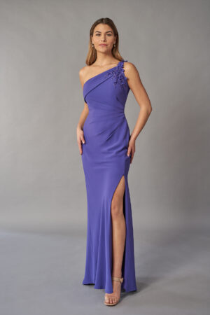 mother of the bride dresses K268051 an off the shoulder dress in purple